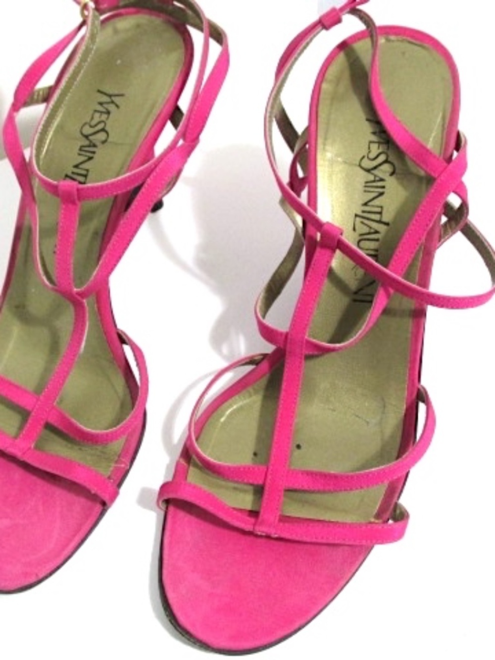 Vintage YSL Hot Pink Strap Heels. Size 7.5 - Picture 3 of 9